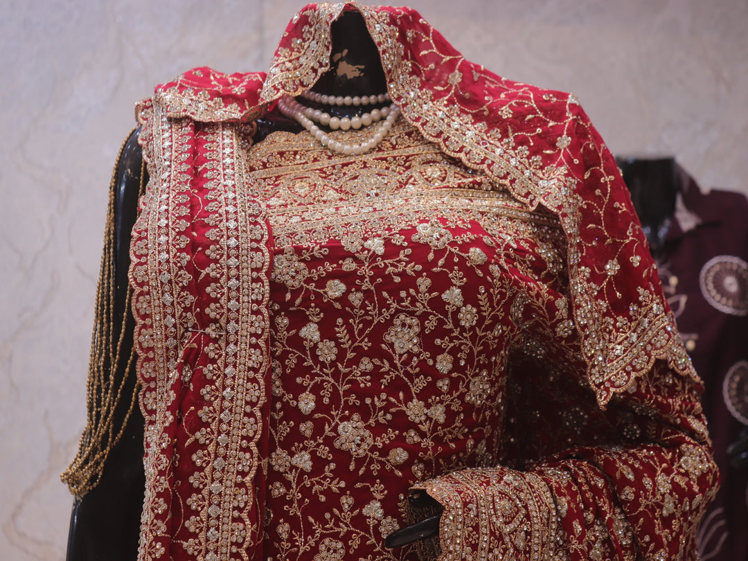 “The Bridal Red” Premium Designer Saree with Veil