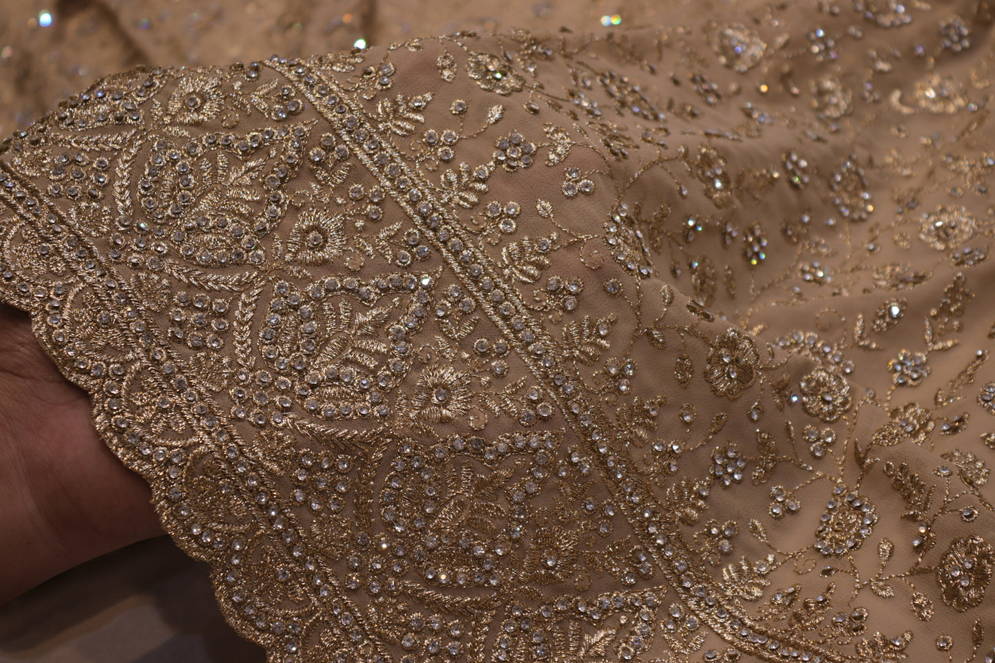 “The Golden Petals” Premium Designer Saree with Veil