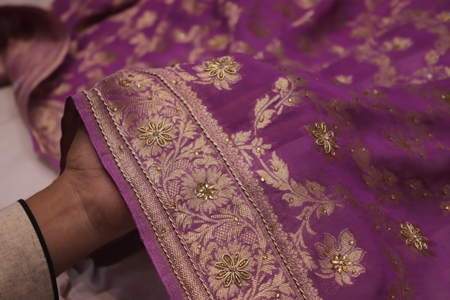 "The Mauve" Premium Banarasi Chiffon Saree