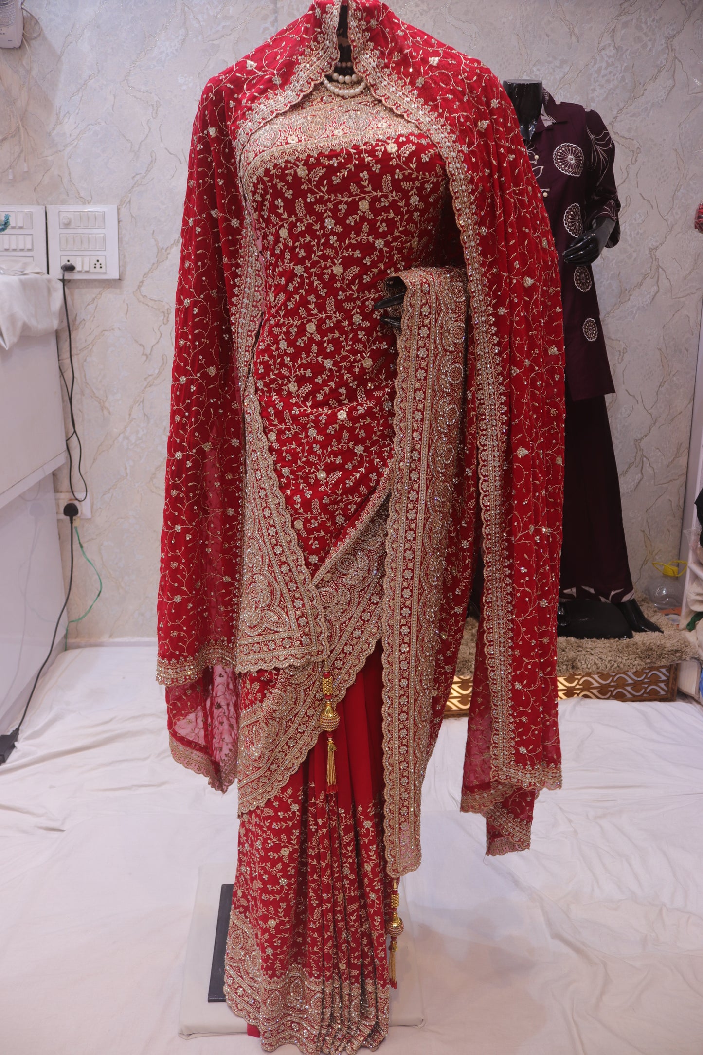 “The Bridal Red” Vol 3 Premium Designer Saree with Veil