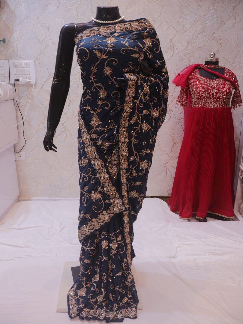 “The Teal Blue” Premium Handcrafted Saree