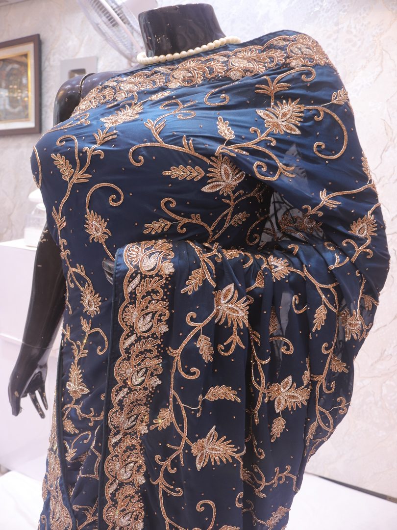 “The Teal Blue” Premium Handcrafted Saree