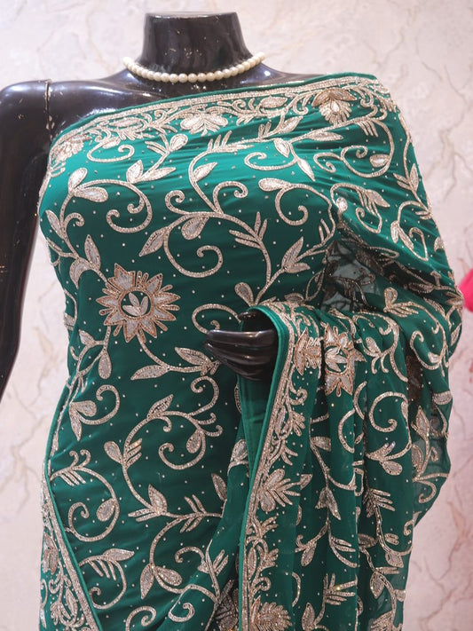 “The Persian Green” Premium Handcrafted Saree
