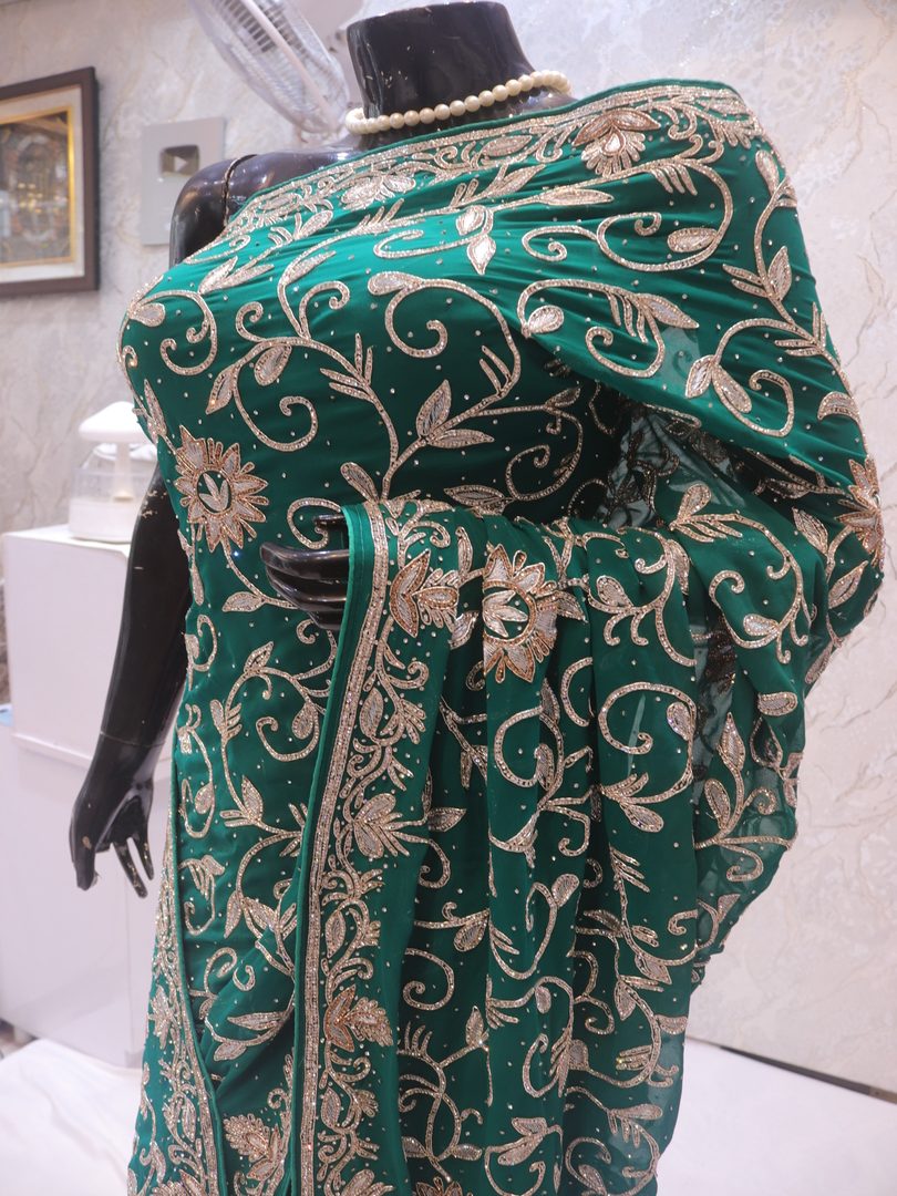 “The Persian Green” Premium Handcrafted Saree