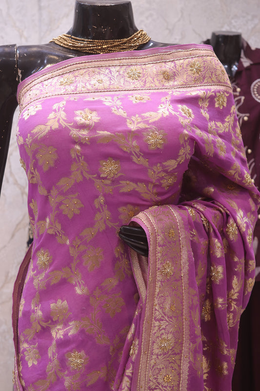 "The Mauve" Premium Banarasi Chiffon Saree