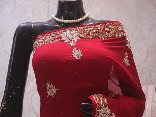 “The Maroon Splash” Premium Handcrafted Saree