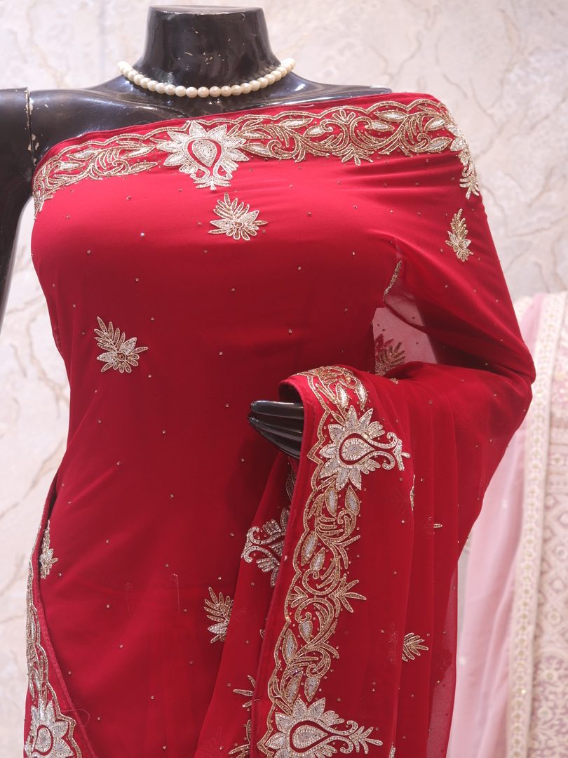 “The Maroon Splash” Premium Handcrafted Saree
