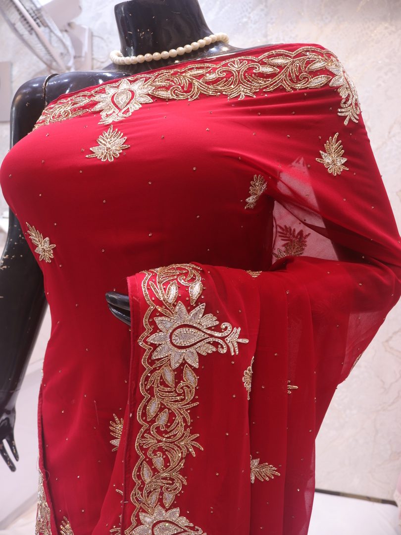 “The Maroon Splash” Premium Handcrafted Saree