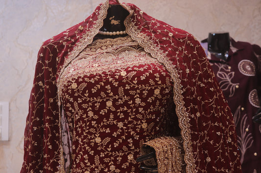 “The Garnet” Premium Designer Saree with Veil