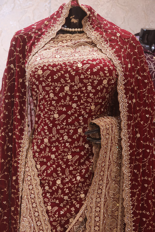 “The Garnet” Premium Designer Saree with Veil