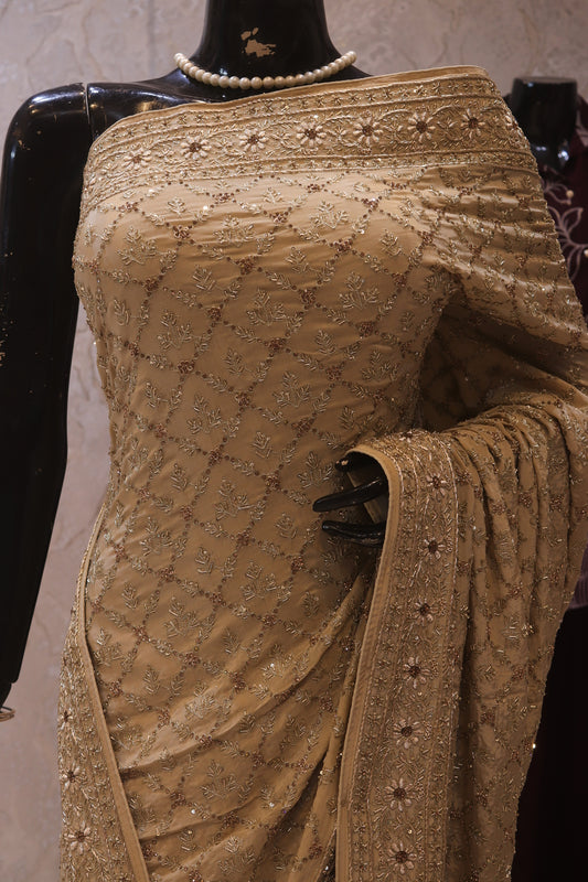 "The Royal Antique Gold" Premium Designer Handcrafted Saree