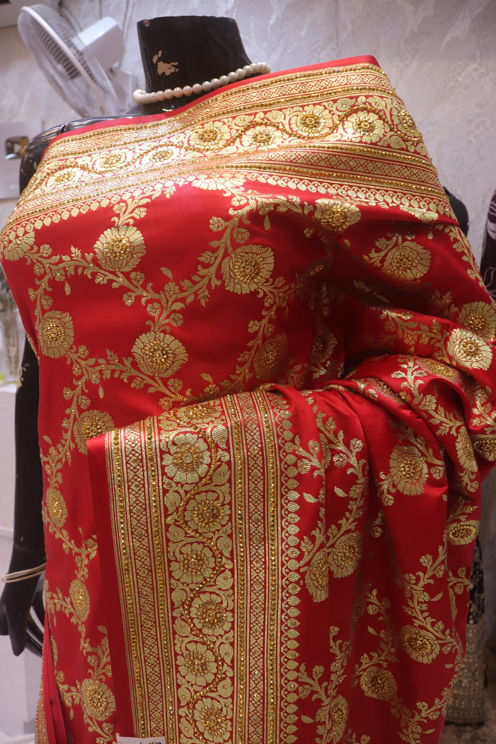 "The Epitome of Bridal Red" Premium Banarasi Silk Saree