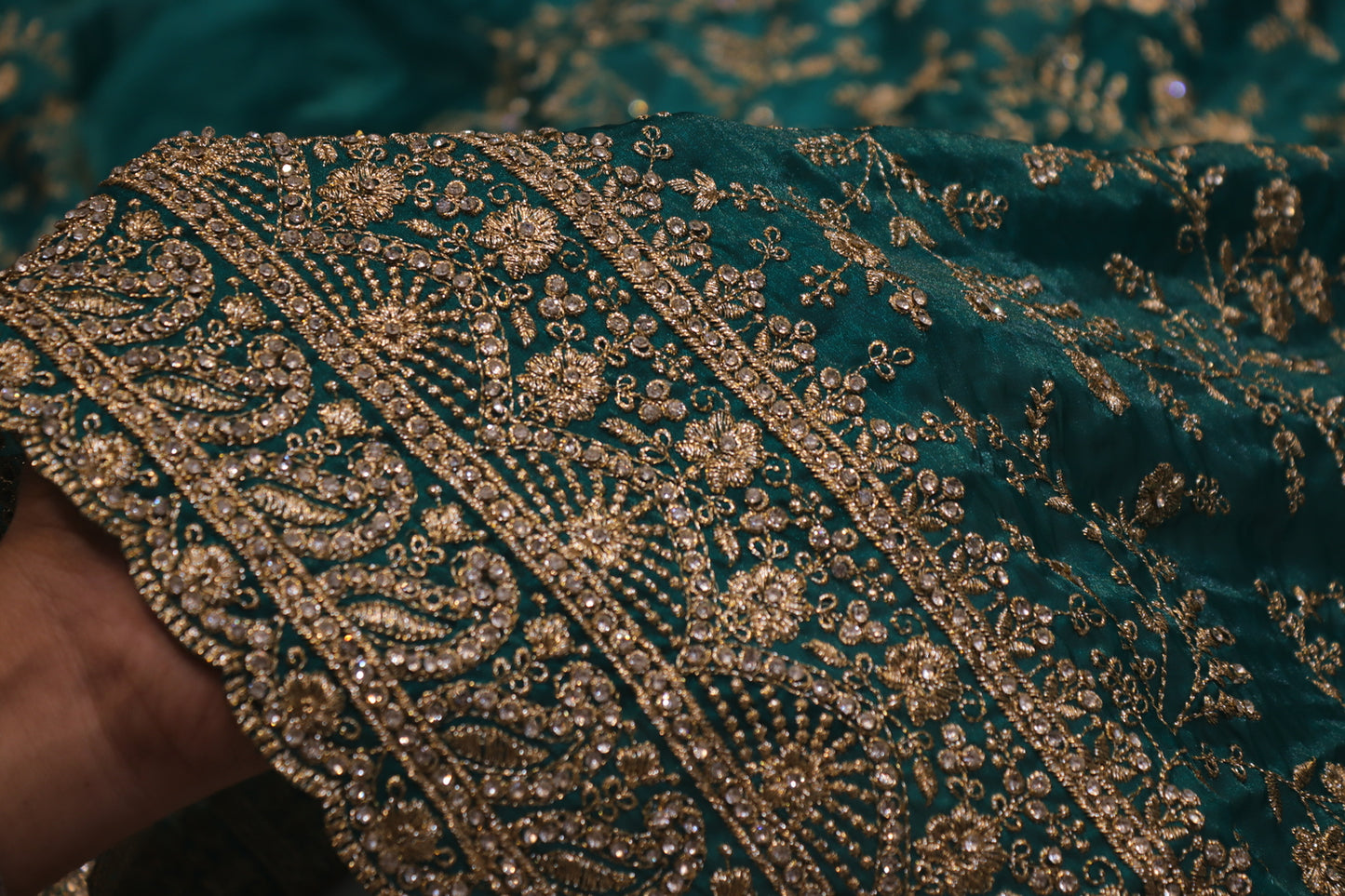 "The Teal Green" Premium Designer Saree With Veil