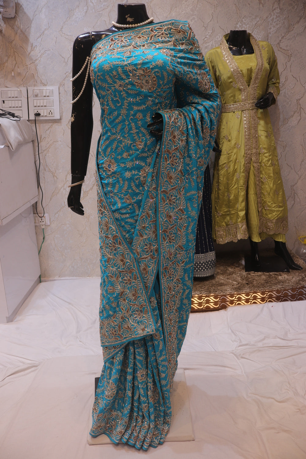 "The Cerulean Blue" Luxurious wedding Wear Saree