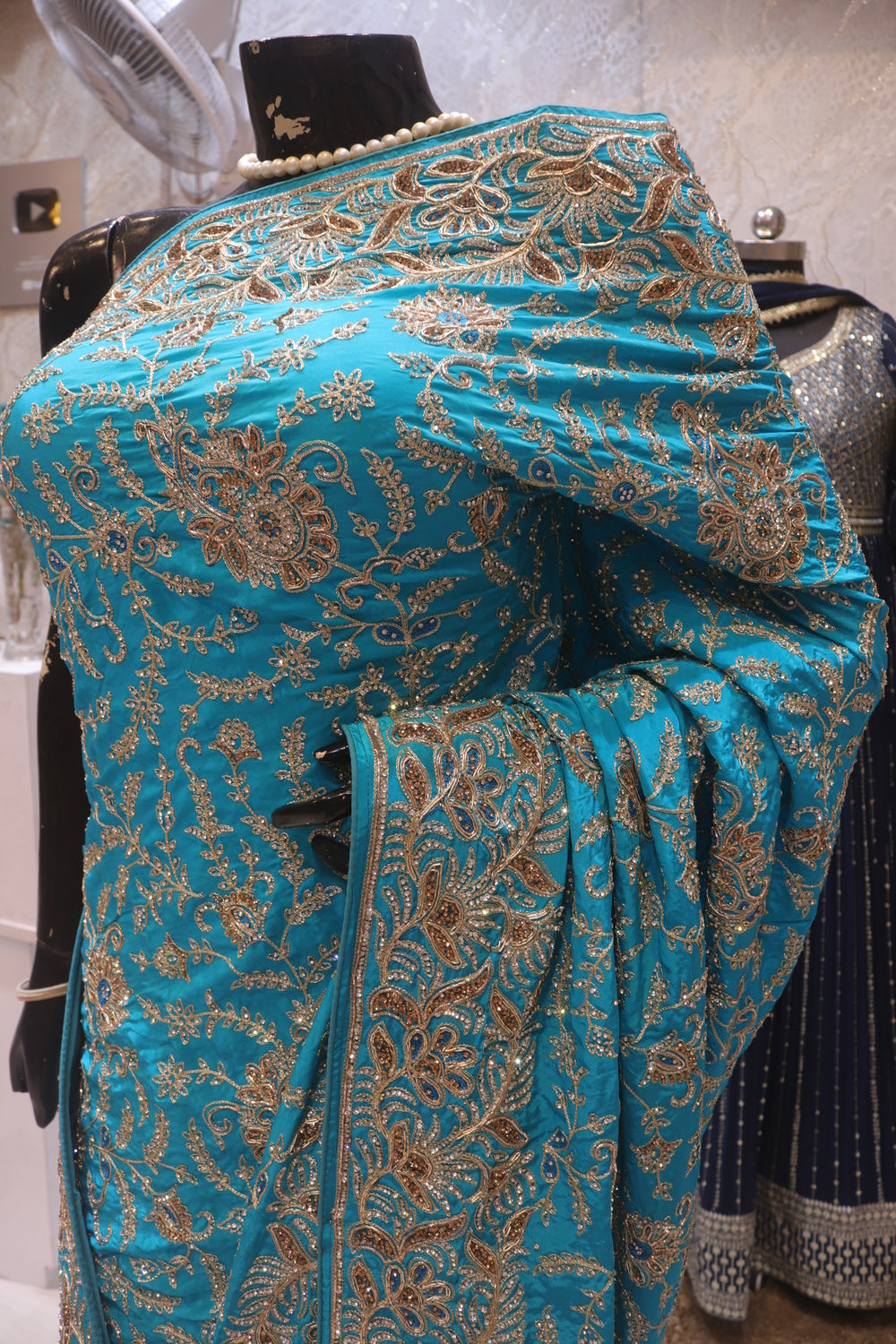 "The Cerulean Blue" Luxurious wedding Wear Saree