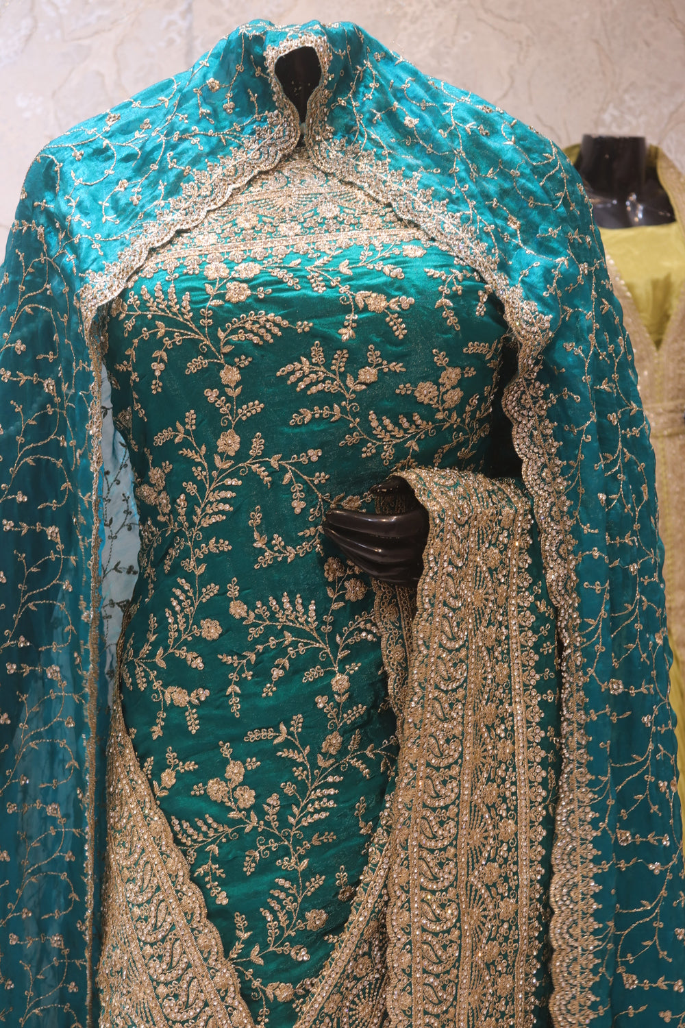 "The Teal Green" Premium Designer Saree With Veil