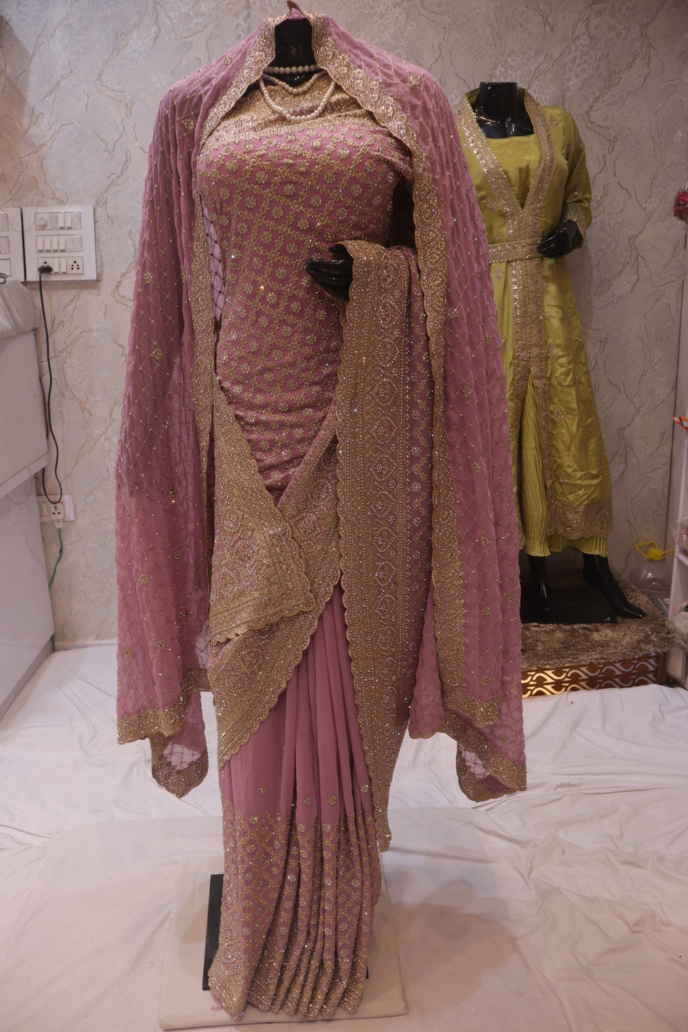"The Sunset Lavender" Premium Designer Saree with Veil