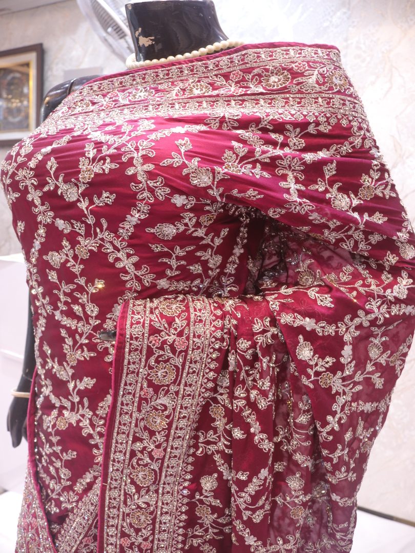 “The Raspberry Glace” Premium Designer Saree