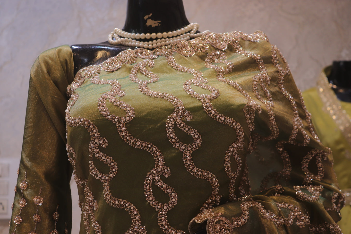 “The Antique Moss Green" Premium Designer Saree