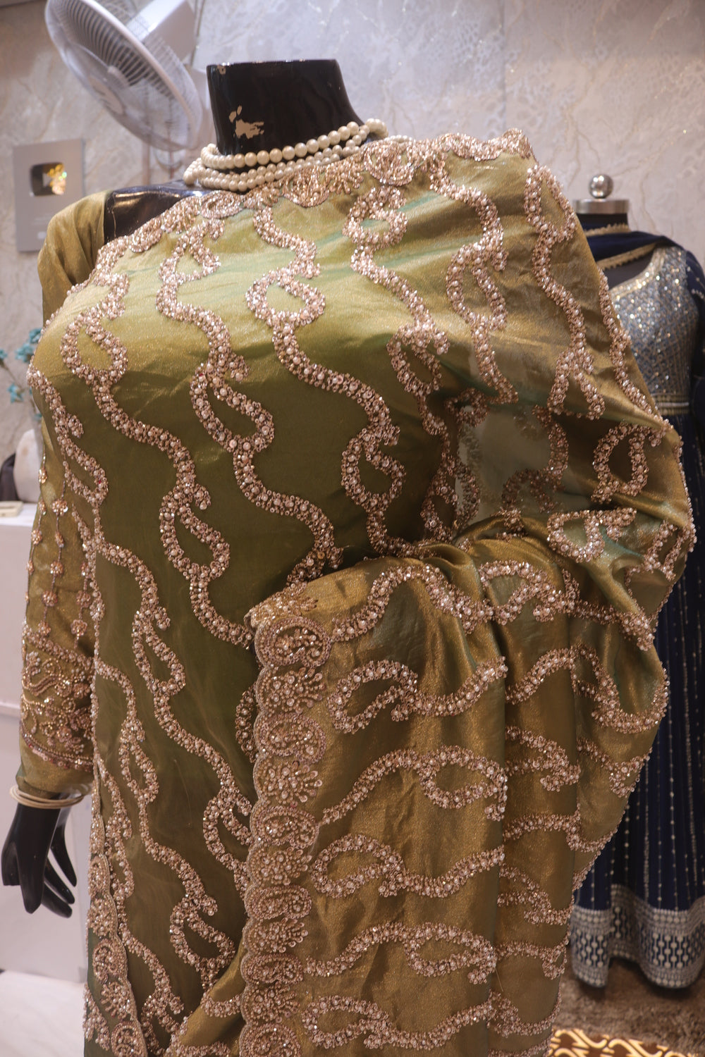 “The Antique Moss Green" Premium Designer Saree