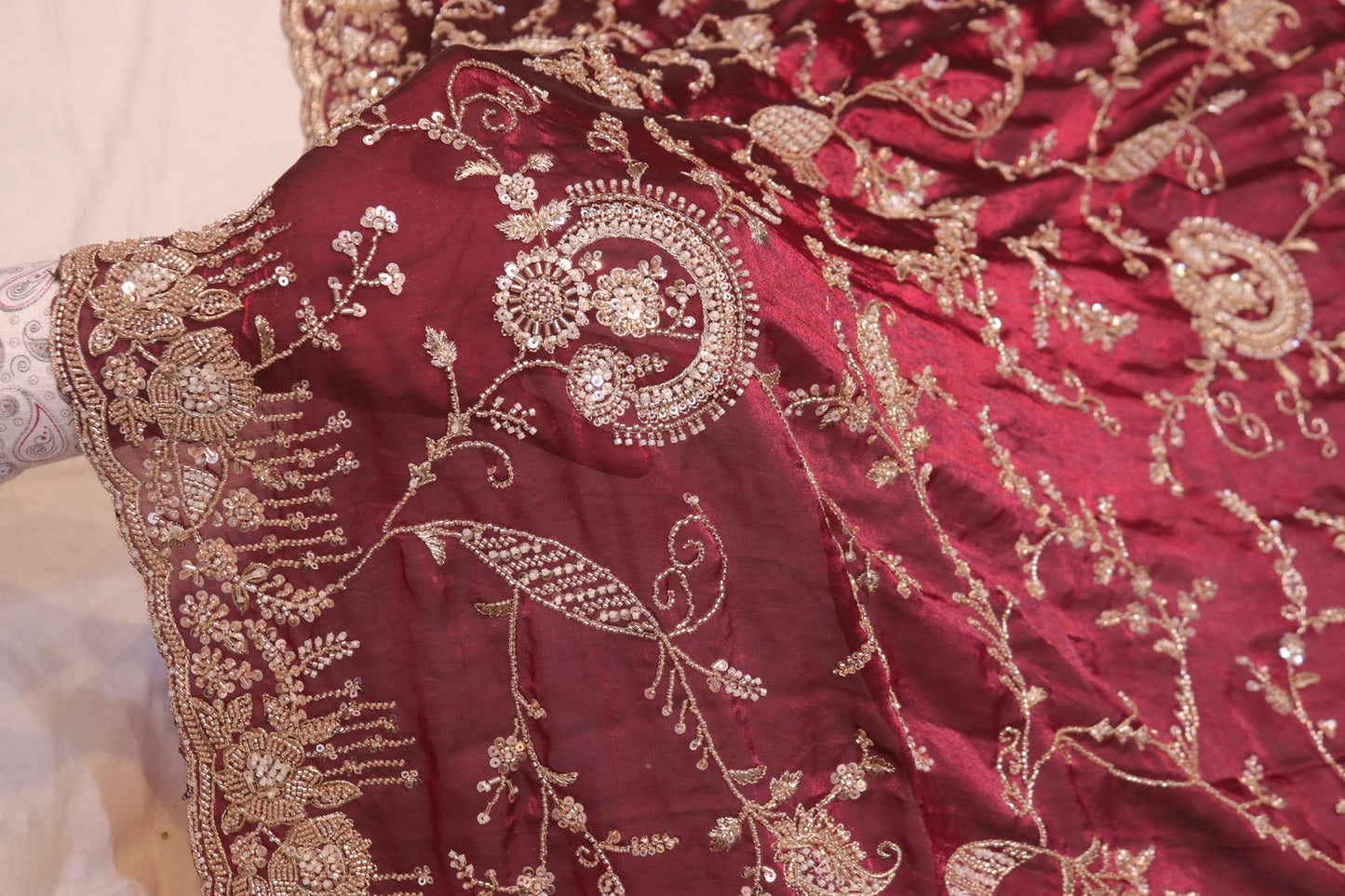 "The Royal Maroon" Premium Bridal Saree with Veil
