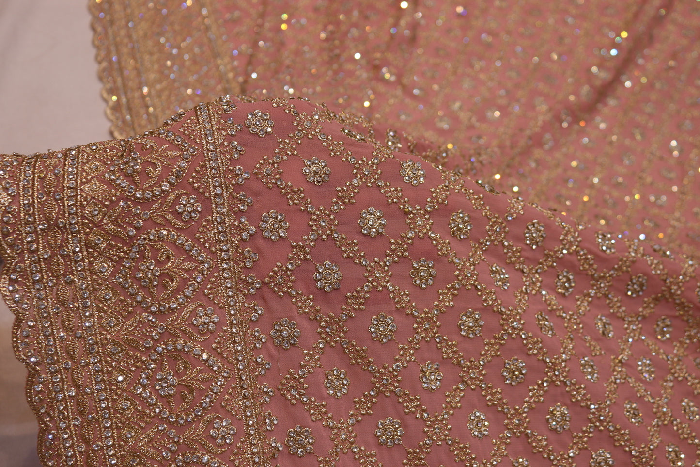 "The Flamingo Pink" Bridal Saree with Veil