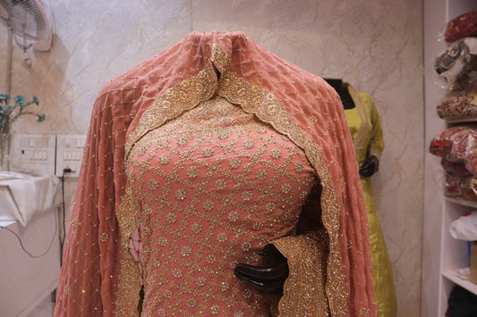 "The Flamingo Pink" Bridal Saree with Veil