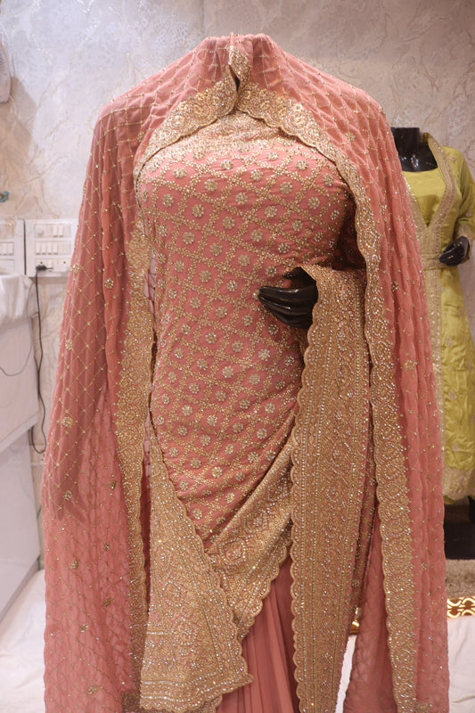 "The Flamingo Pink" Bridal Saree with Veil