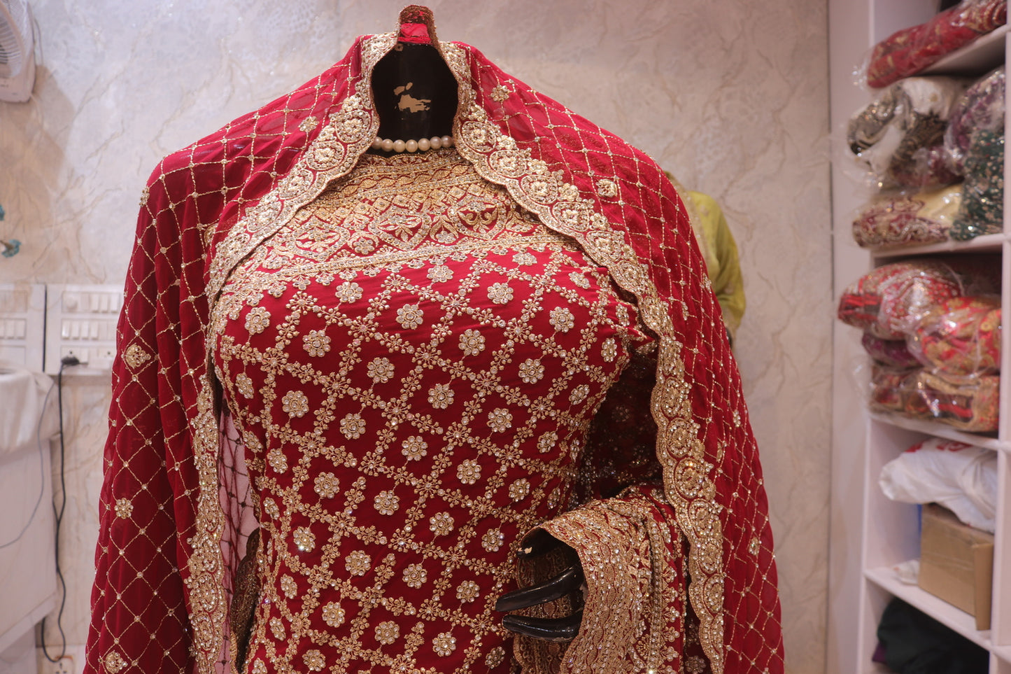 "The Raspberry Sorbet" Bridal Saree with Veil
