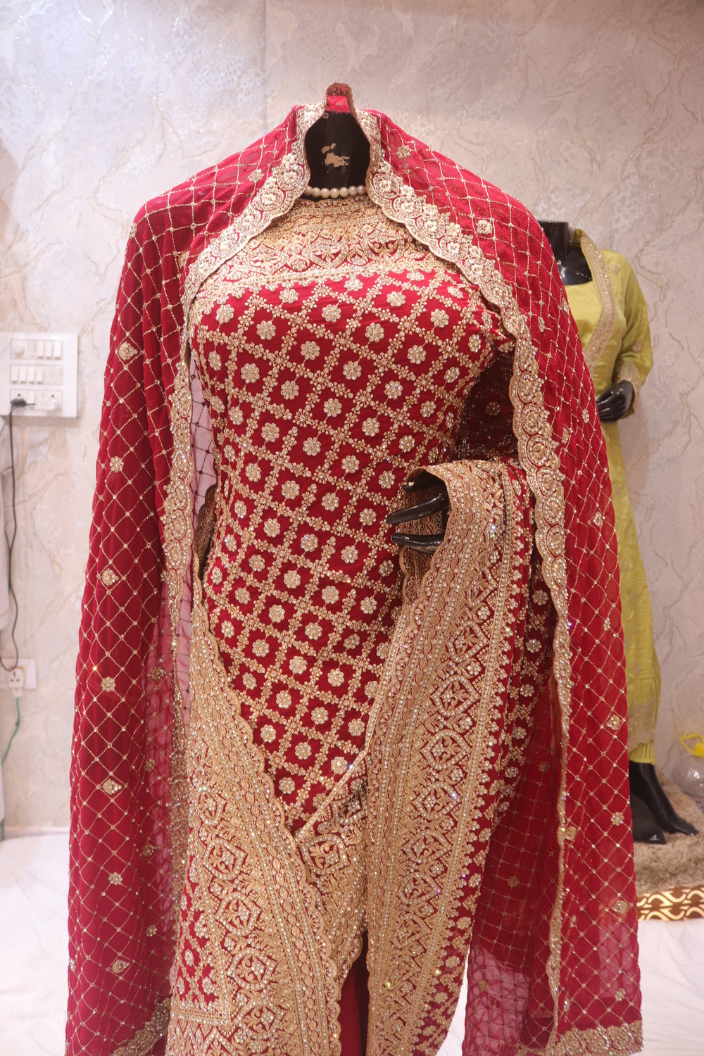 "The Raspberry Sorbet" Bridal Saree with Veil