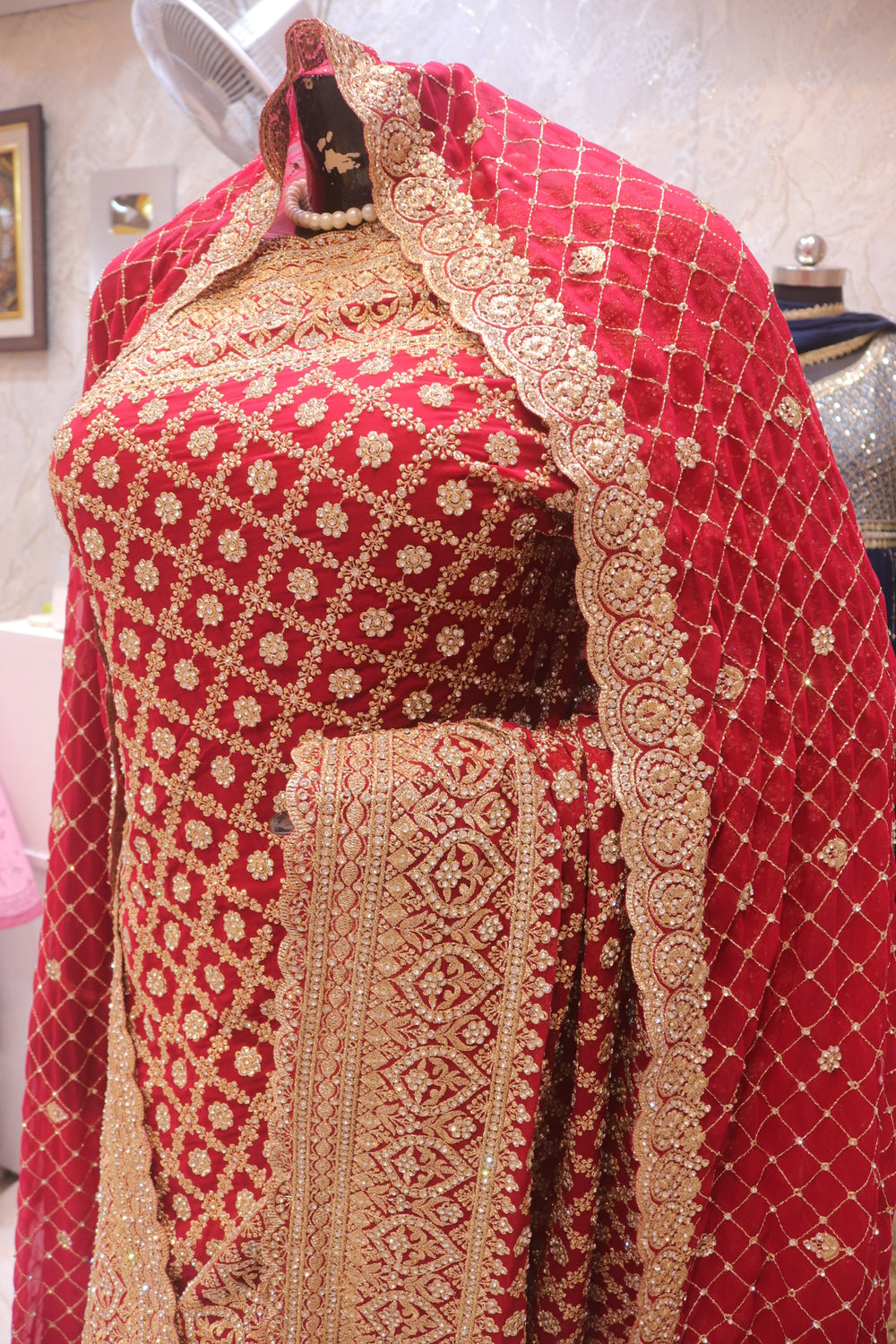 "The Raspberry Sorbet" Bridal Saree with Veil