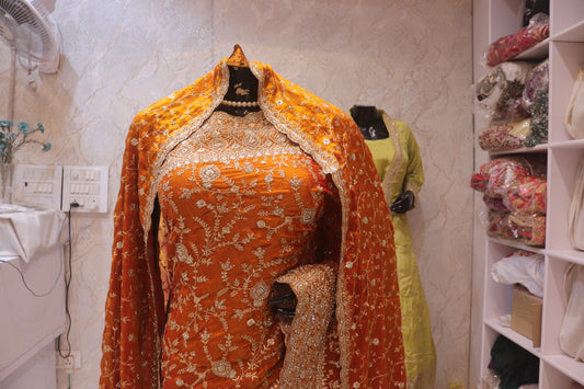 "The Mustard" Premium Designer Saree With Veil
