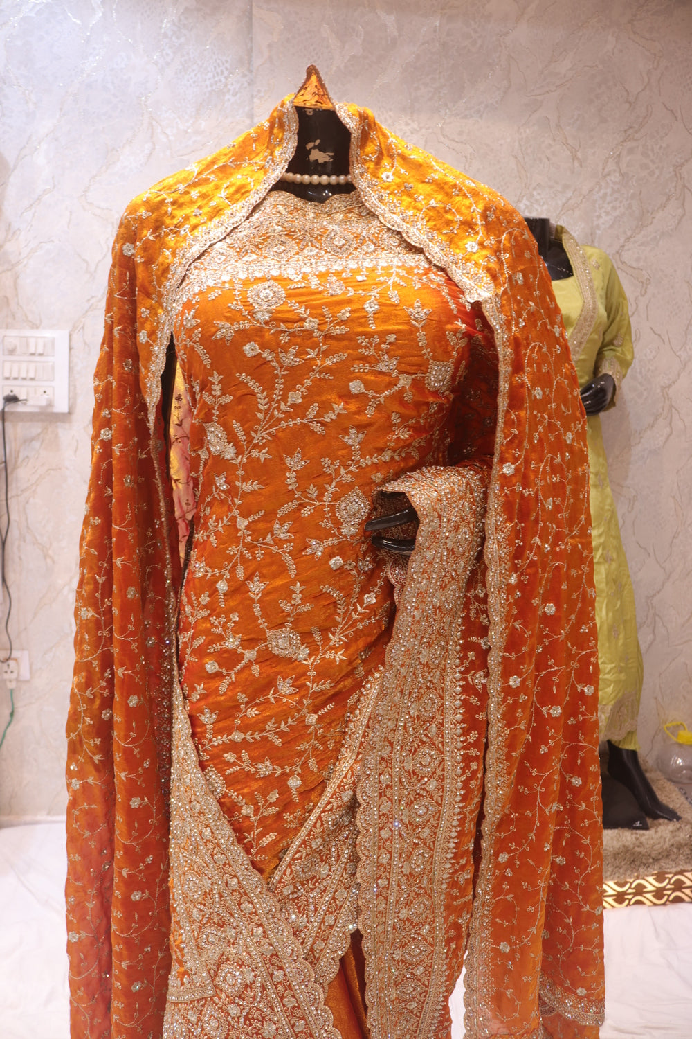 "The Mustard" Premium Designer Saree With Veil