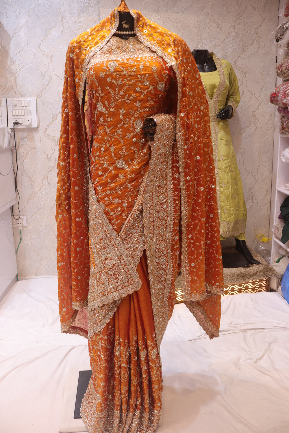 "The Mustard" Premium Designer Saree With Veil