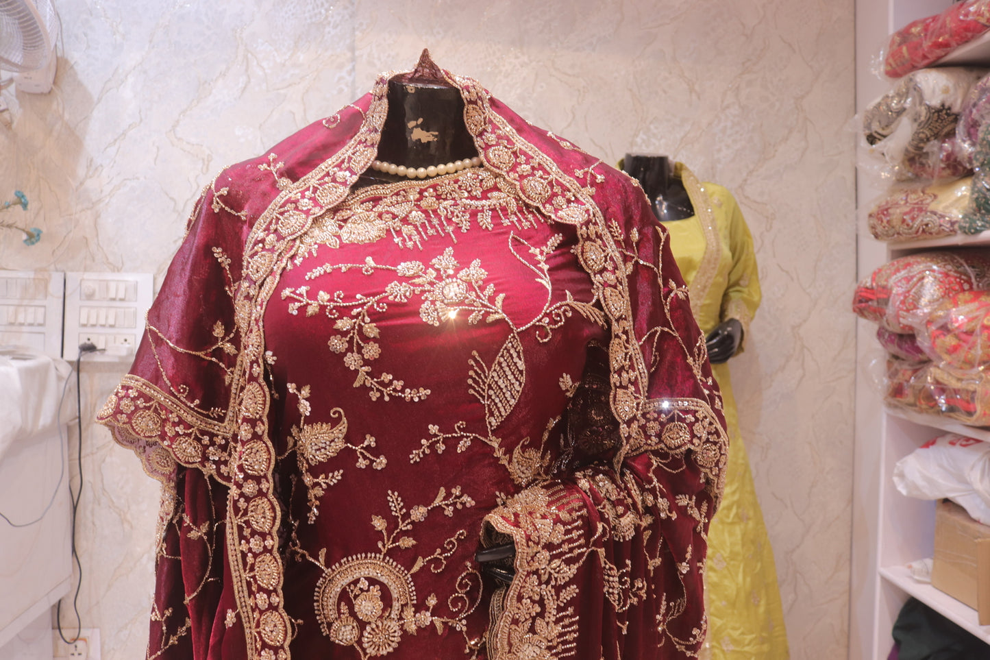"The Royal Maroon" Premium Bridal Saree with Veil