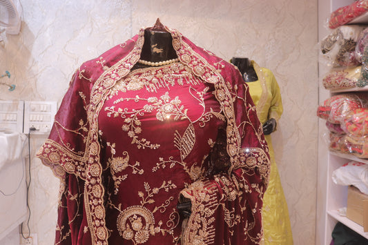 "The Royal Maroon" Premium Bridal Saree with Veil