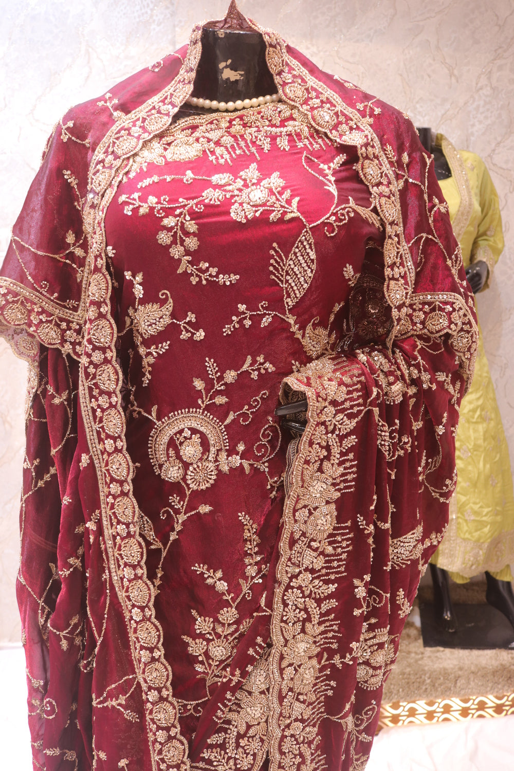 "The Royal Maroon" Premium Bridal Saree with Veil