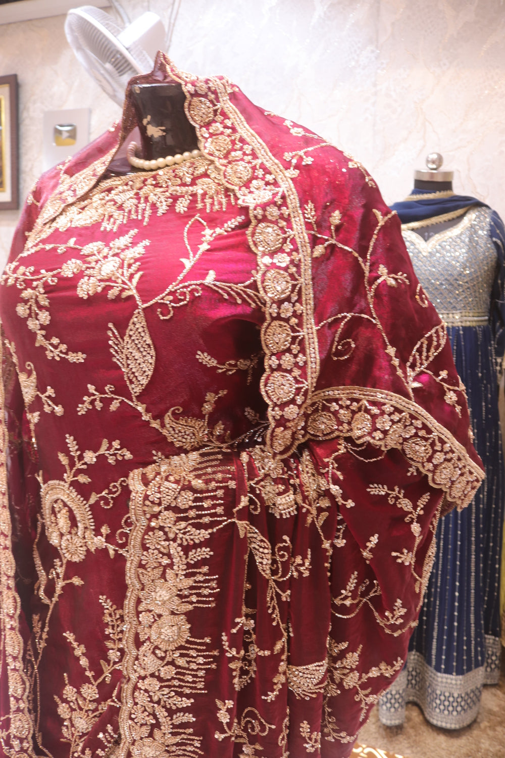 "The Royal Maroon" Premium Bridal Saree with Veil