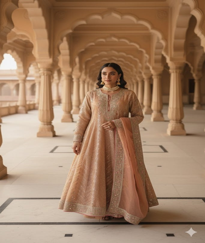 The Premium Luxury Anarkali Frock Ready to Wear Dress