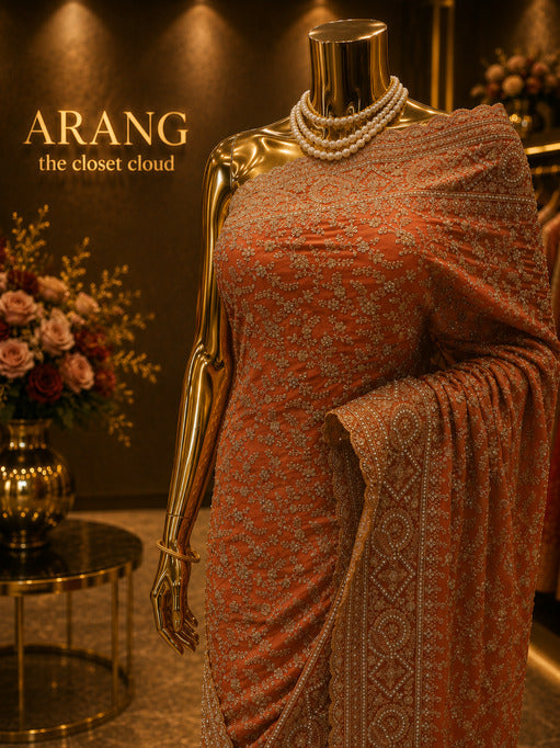"The Pink Orange" Premium Designer Saree