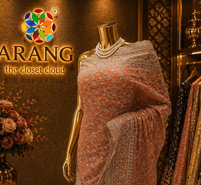 "The Pink Orange" Premium Designer Saree