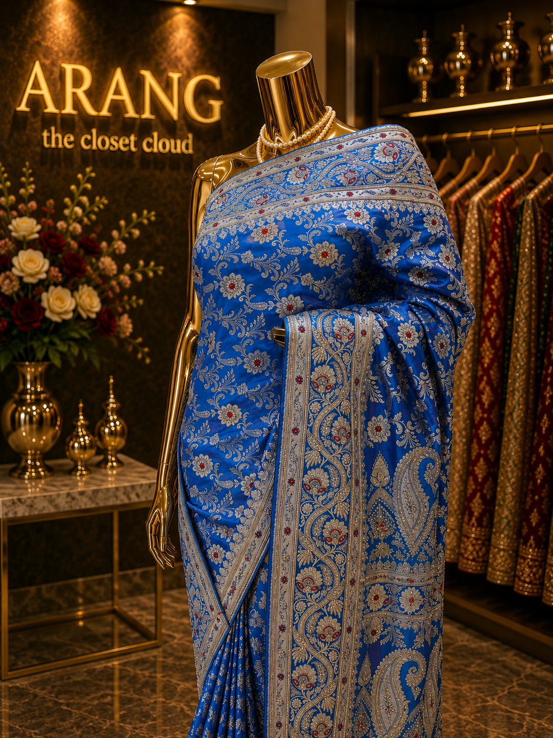 "The French Blue" Premium Bridal Banarasi Silk Saree