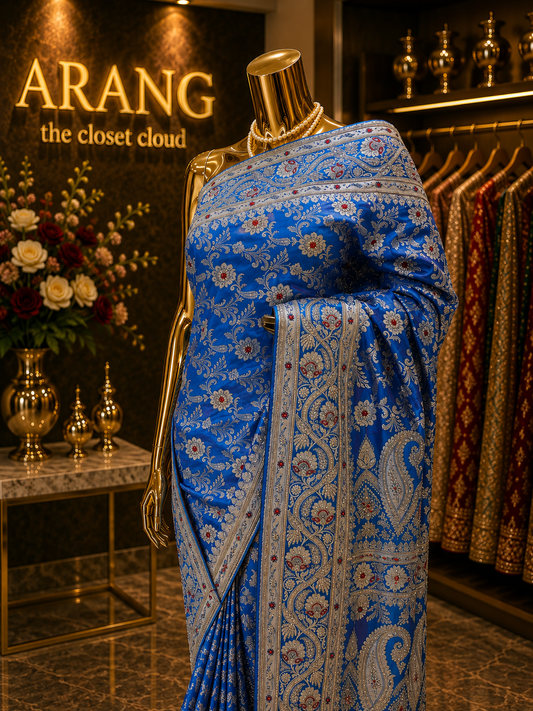 "The French Blue" Premium Bridal Banarasi Silk Saree