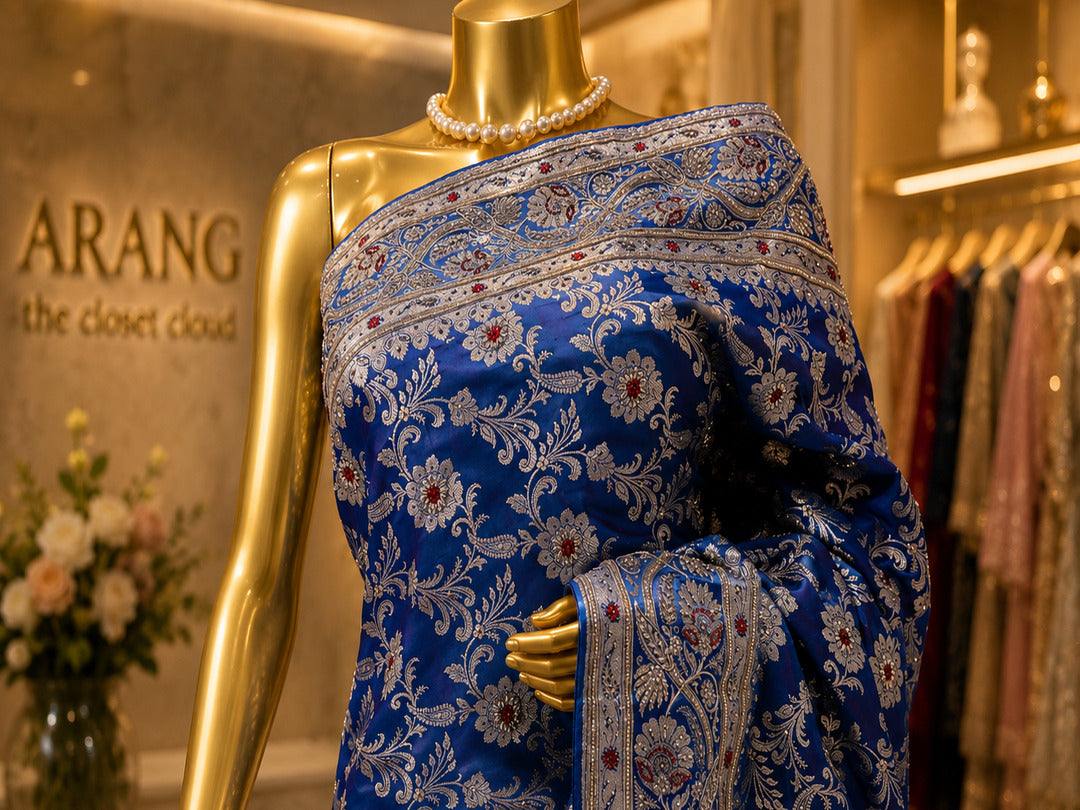 "The French Blue" Premium Bridal Banarasi Silk Saree