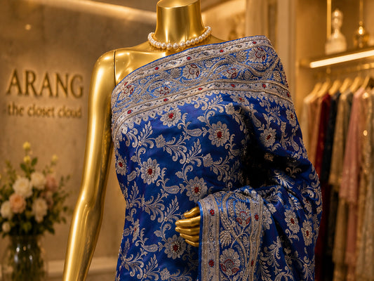 "The French Blue" Premium Bridal Banarasi Silk Saree