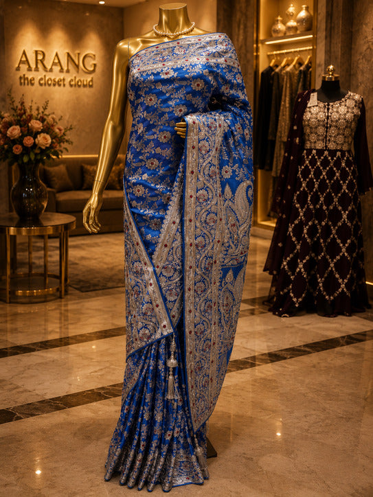 "The French Blue" Premium Bridal Banarasi Silk Saree