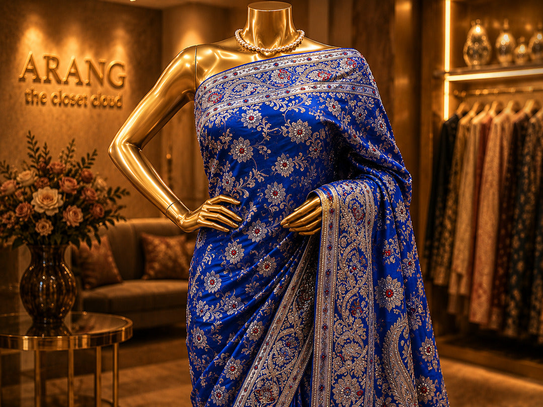 "The French Blue" Premium Bridal Banarasi Silk Saree