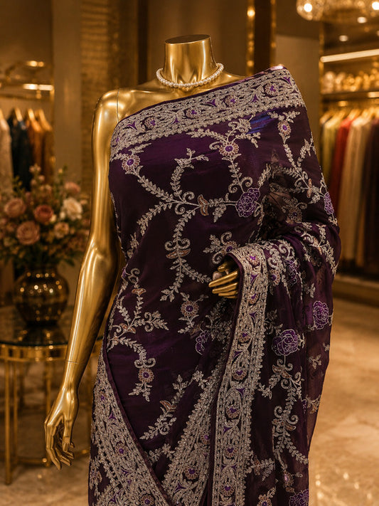 “The Russian Violet” Premium Designer Saree