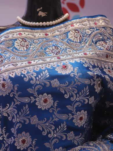 "The Steel Blue" Premium Bridal Banarasi Silk Saree