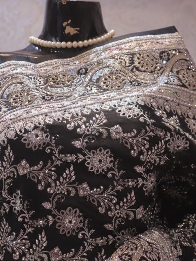 "The Glossy Black" Premium Banarasi Silk Saree